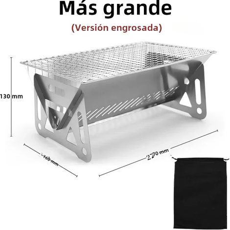 (Grand) Mini barbecue portable au charbon de bois pour camping, barbecue pliable multifonctionnel en acier inoxydable (1/5)