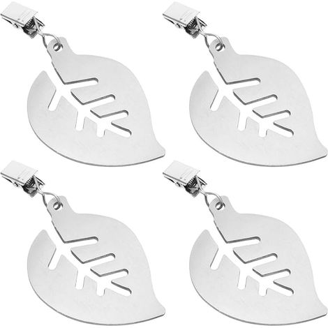 Set di 4 clip per tovaglia in acciaio inox, pesi per tovaglia color argento, antivento, ideali per picnic all'aperto o matrimoni. (1/5)