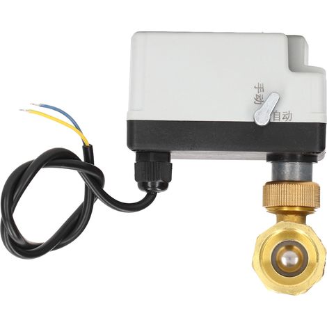 Vanne à bille motorisée électrique 2 voies normalement fermée, commande manuelle ou automatique DN20, 12 V CC  24 V CC