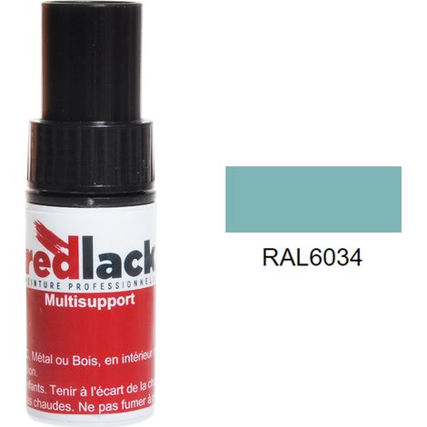 Frasco de retoque con pincel 9 ml – RAL 6034 – Turquesa pastel – Satinado – para múltiples superficies – Redlack