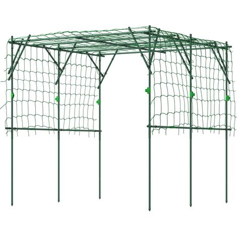 Rankgitter aus Stahl rostfrei Rankhilfe mit Dreieckig Stützdesign 223x223x223 cm Rosenbogen für Kletterpflanzen Garten Spalier für Zimmerpflanzen Pflanzenspalier für Gemüse Blumen Grün Aosom