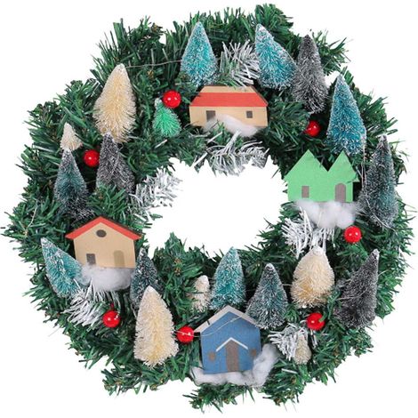 Guirlande De Noël - 35 Cm - Avec Guirlande Lumineuse Intégrée - Pour Porte D'Entrée Cheminée Mur Fenêtre - Décoration Intérieure Extérieure - 1 Pièce (1/5)