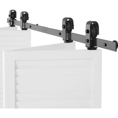 Kit de rails pour porte de grange coulissante bi-rabattable, 60" (152 cm), montage en hauteur, glissement fluide et silencieux, robuste, installation facile, adapté à 4 portes de 35,5 cm (placard, cel (1/5)