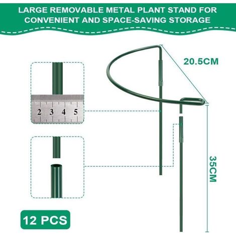 Tuteur Pour Plantes - Support Métallique Demi-Rond 30 x 60 cm - Pour Pivoines Hortensias Roses Tomates Légumes - 6 Pièces (1/4)