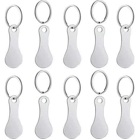 10pcs Einkaufswagenlöser Metall Einkaufschip Schlüsselanhänger Einkaufswagenlöser Personalisiert Rostfreier Stahl Einkaufswagenchip Utility Gadget für Einkaufswagen (Silber)