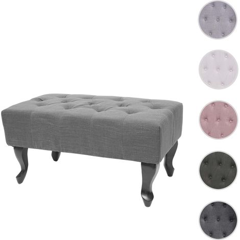 Ottomane Chesterfield, tabouret, repose-pieds, tissu hydrofuge, gris 39x77x47cm