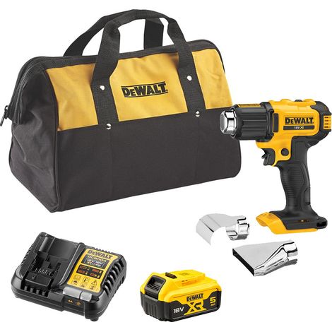 DeWalt DCE530P1B 18V XR Cordless Heat Gun - 1x 5.0Ah Battery, Charger & 15 inch Bag