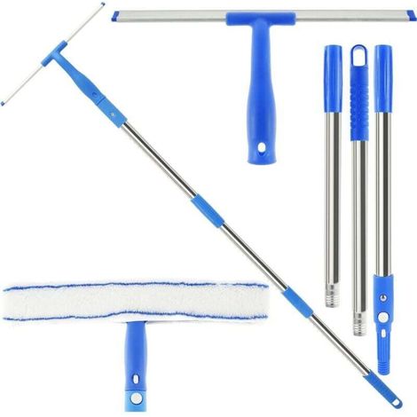 Professional window cleaner, set of rotating brushes and scrubbers with removable window cleaning tools, 120 cm, stainless steel for windows (1/4)