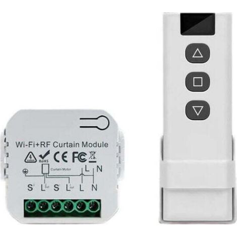 Vernetztes Rollladenmodul mit Funkfernbedienung, prozentualem Rollladenschalter, kompatibel mit Alexa und Google Home, Fernbedienung, Funksender, Wandrelais