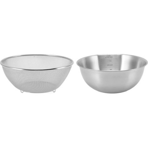 Passoire inox 24 cm – Nosheir – Bol + grille micro-perforée – Multifonction salade, fruits, riz – Cuisine (1/4)