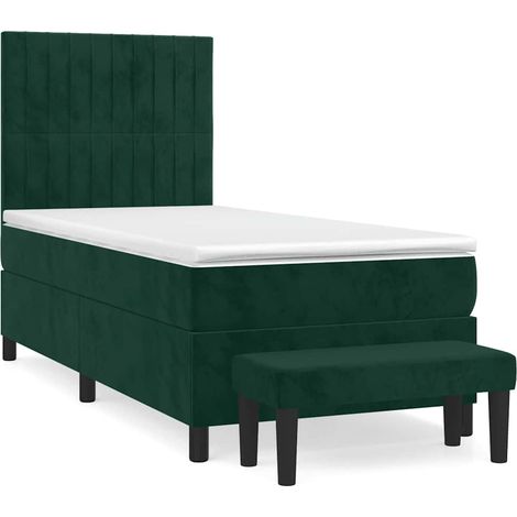 Maison Exclusive - Boxspringbett mit Matratze Dunkelgrün 90x200 c (1/5)
