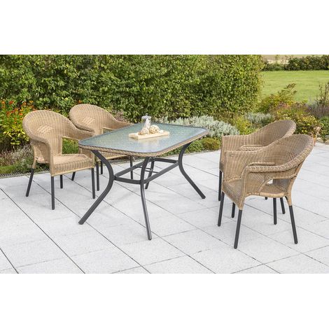 Ravenna Set 5tlg 4 Sessel Tisch 150x85cm Alu/Kunststoff