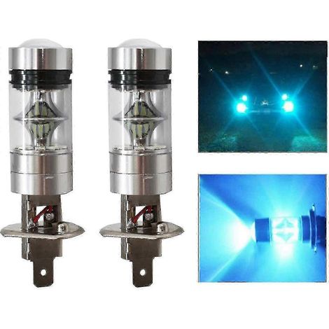 2 ampoules LED H1 100 W à puce Samsung pour feux de brouillard/feux de jour, 8000 K, haute puissance, accessoires d'éclairage pour véhicules (H1 - bleu glacier 100 W - antibrouillard/feux de jour) (1/3)
