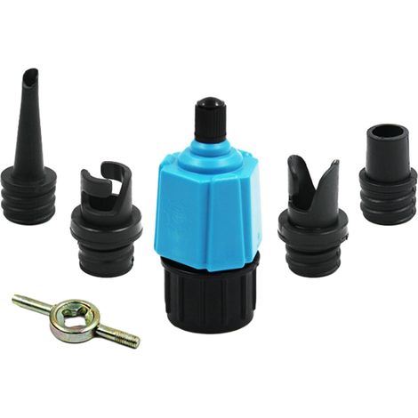 Lntyq Adaptateur de pompe SUP, adaptateur SUP pour compresseur, planche de stand up paddle, adaptateur de pompe à air, avec 4 buses à gaz, valve Sup pour planches de paddle gonflables, bateaux gonfla