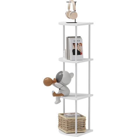 Bibliothèques Rotative,Bibliothèque Enfant,Étagère d'angle,étagère autoportante, Multifonctionnelle en Bois pour Chambre, Salon, Bureau,30 x 30 x 92 cm - 4 Couches (Type C) (1/5)