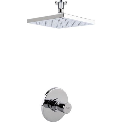 Timed Non Concussive Concealed Shower Self Closing + Square Fixed Ceiling Head (1/4)