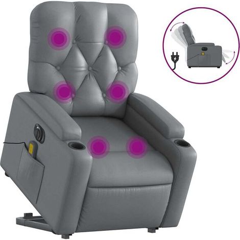 Fauteuil inclinable de massage électrique en similicuir gris (1/5)