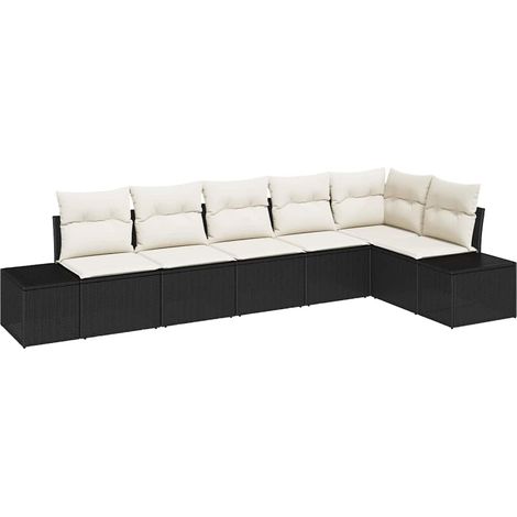 Maison Exclusive - Gartensofa-set mit Speicher 6 pcs Schwarz und