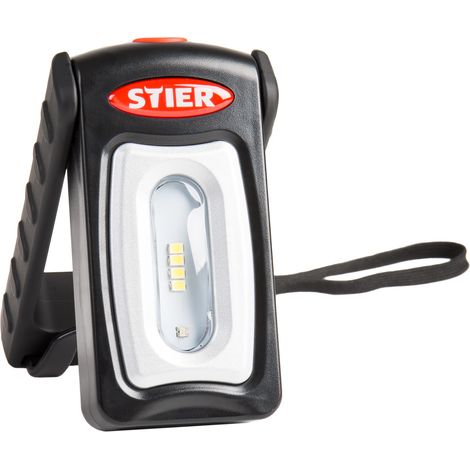 STIER Akku LED Werkstattleuchte, 250 Lumen, einer Leuchtdauer von 2,5 Stunden, 360° drehbarem Haken und Micro USB Ladekabel, Arbeitsleuchte, Led Arbeitsscheinwerfer, Baustrahler, Akku Strahler