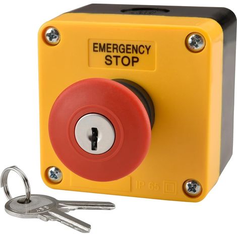 panneau rouge interrupteur d'arrêt d'urgence résistant aux intempéries interrupteur à bouton-poussoir 660V 10A avec boîte et clé