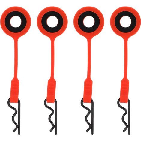 Ensemble de 4 clips de fixation pour carrosserie de voiture télécommandée (pièces de fixation universelles en métal et silicone) Convient aux voitures miniatures rouges à l'échelle 1/10 (1/4)