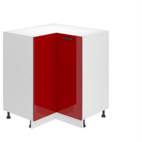 Belini Unterschrank Küche, Küchenunterschrank 90 cm Breite. SNP Küchenunterschrank ohne Arbeitsplatte. Eckschrank Küche mit 1 Tür, Rot Hochglanz