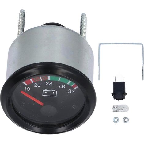 Voltmètre 52 mm, voltmètre à LED en alliage d'aluminium pour moteurs diesel 24 V 18–32 V (1/4)