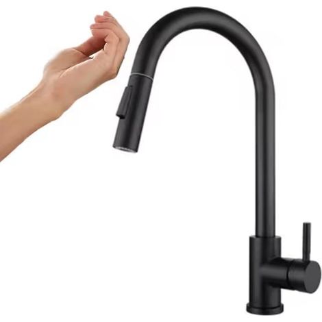 Spültischarmatur Touch-Bedienung, ausziehbar, schwarz matt Brenta 38 cm (1/5)