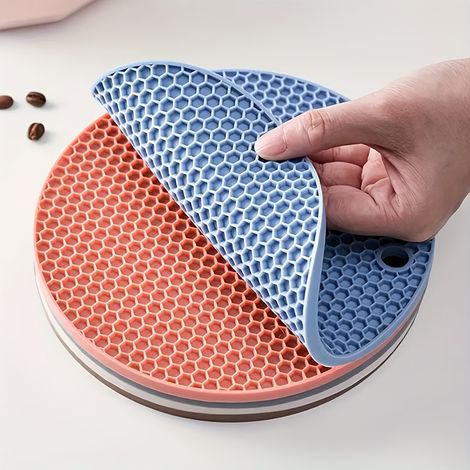 Ensemble de 6 dessous de plat ronds, antidérapants et résistants à la chaleur, adaptés aux plans de travail de cuisine. (1/5)