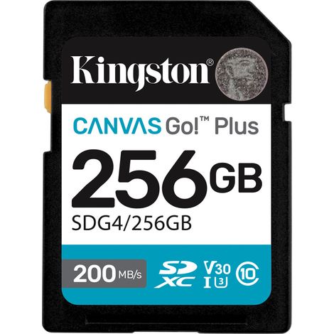 Carte SDXC Kingston Canvas Go Plus 256 Go Canvas Go Plus Gen4 200 Mo/s C10 UHS-I U3 V30 (1/4)