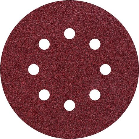 Feuille abrasive pour ponceuse excentrique avec bande auto-agrippante, perforé Wolfcraft 2251100 Grain 120 (Ø) 125 mm 2 (1/4)