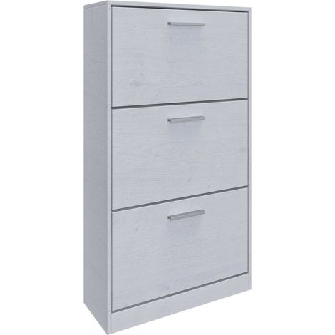 Scarpiera Salvaspazio 3 Ante a Ribalta 60x24x120h cm in Melaminico Bianca (1/5)