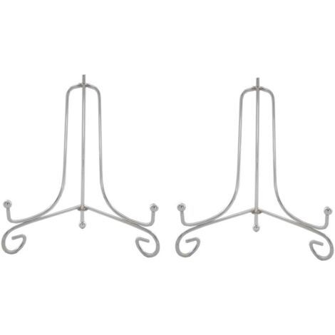 Lot de 2 Argenté Métal chevalets Porte Assiette Présentoirs Décoratifs en pour Photo, Cadres pour Image, Livres de Cuisine, Assiettes décoratives, Tableaux et pièces d’Art,6 Pouces