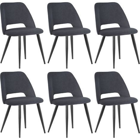 Lewe – Lot de 6 chaises de salle à manger en velours côtelé – Rembourrage mousse haute densité – Pieds en métal noir – Confort ergonomique (1/5)