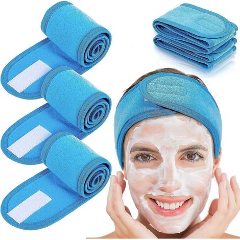 Set mit 4 Haarbändern, ideal zum Schminken, mit blauem Klettverschluss. (1/5)