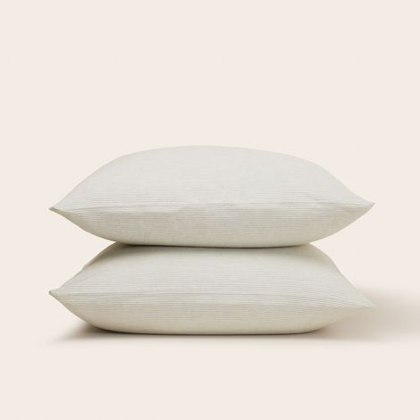 Lot de 2 taies d'oreiller en Fines rayures tissées en lin coton, 65x65 cm FINEA (1/4)