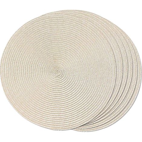 Runde, geflochtene Platzsets, 6er-Set, 15 Zoll (Beige) (1/5)