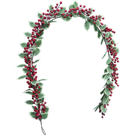 Guirlande De Noël Artificielle - Feuilles De Houx Et Baies Rouges - 180 Cm - Décoration Intérieure Et Extérieure - 1 Pièce (1/5)
