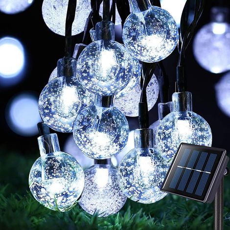 Guirlande Solaire Exterieur, 7m/24 ft 50LEDs Guirlande Lumineuse Exterieure, 8 Modes IP65 Étanche Guirlande Lumineuse Exterieure Solaire pour Jardin, Mariage, Fête, Cour, Décoration (Blanc Chaud) (1/5)