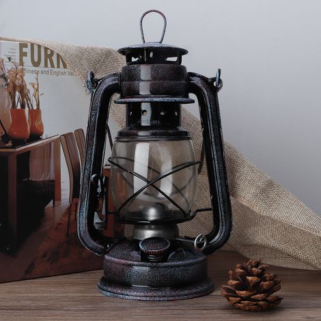 Lampe à pétrole rouge de 24 cm, lampe à pétrole à l'ancienne, lampe de style rétro en forme de cheval, lampe de mât nostalgique, lampe de camping, vente directe d'usine