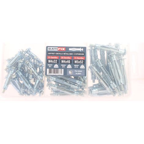 Coffret chevilles metal exp. - 25p/4x32 - 20p/4x46 - 15p/5x52 mm