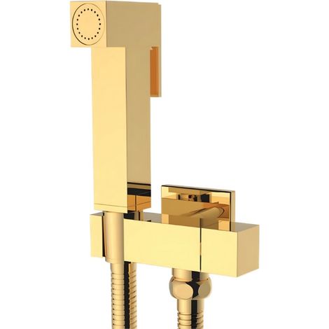 Idroscopino wc doccetta ottone portatile shutoff monogetto con leva ogomondo kit finitura- oro lucido quadro - confezione 1
