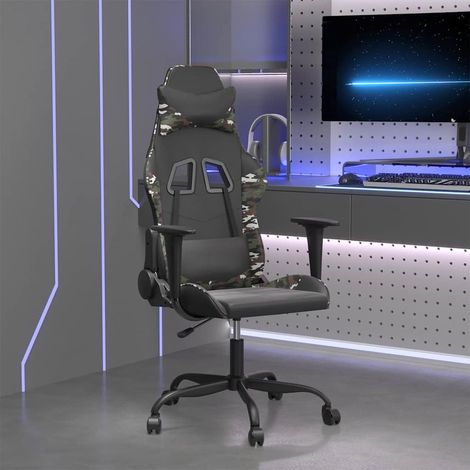 vidaXL Silla gaming cuero sintético negro y camuflaje (1/5)