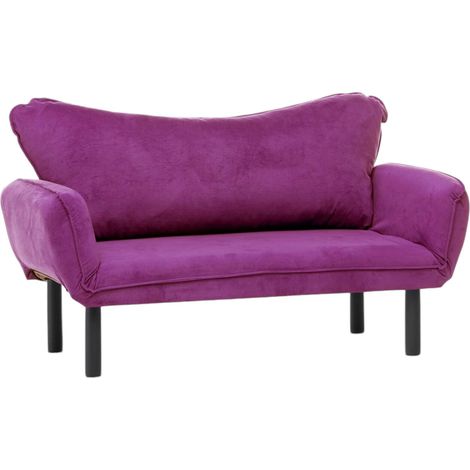 Divano Letto 2 Posti Mindulle, Reclinabile, Braccioli, Posti a Sedere 2, 140x65 cm Viola