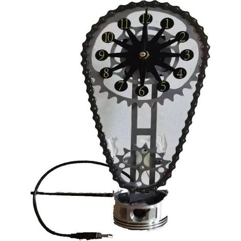 Reloj de dientes giratorio creativo, reloj de mesa personalizado, reloj artesanal retro, reloj de cadena única - negro (1/5)