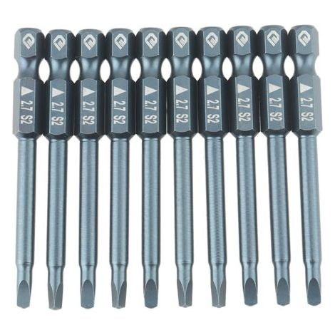 Jeu de 10 embouts de tournevis triangulaires en acier allié S2, tige de 65 mm (1/4 pouce), dimensions : H6,3 x 65 mm x 2,7 mm (1/5)
