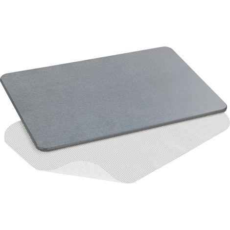 WENKO Tappeto da bagno Simi in diatomite, antiscivolo, 60x39 cm, colore grigio (1/5)