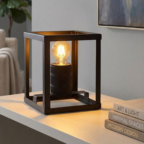 Lampada da tavolo a LED Lampada da tavolo Lampada laterale Lampada da soggiorno Lampada da comodino, interruttore ON/OFF, metallo nero, 7W 630lm bianco caldo, H 20 cm (1/5)