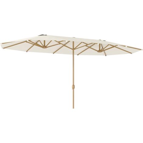 Parasol de jarden double 455 x 265 cm rectangulaire, manivelle, poteau en acier, polyester 180g/m², abri soleil UPF30+ (1/5)