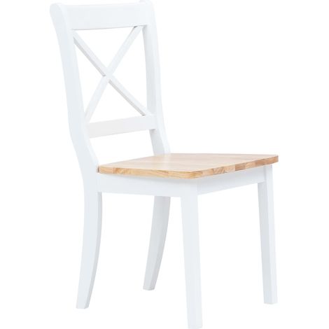 Maison Exclusive - Esszimmerstühle 2 Stk Weiß Helles Holz Massivh